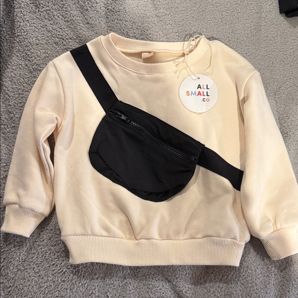 Cream and Black Kids Sweatshirt with Pocket